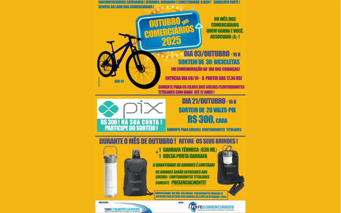 Sindicato de Catanduva  realiza programação ‘Outubro dos Comerciários’