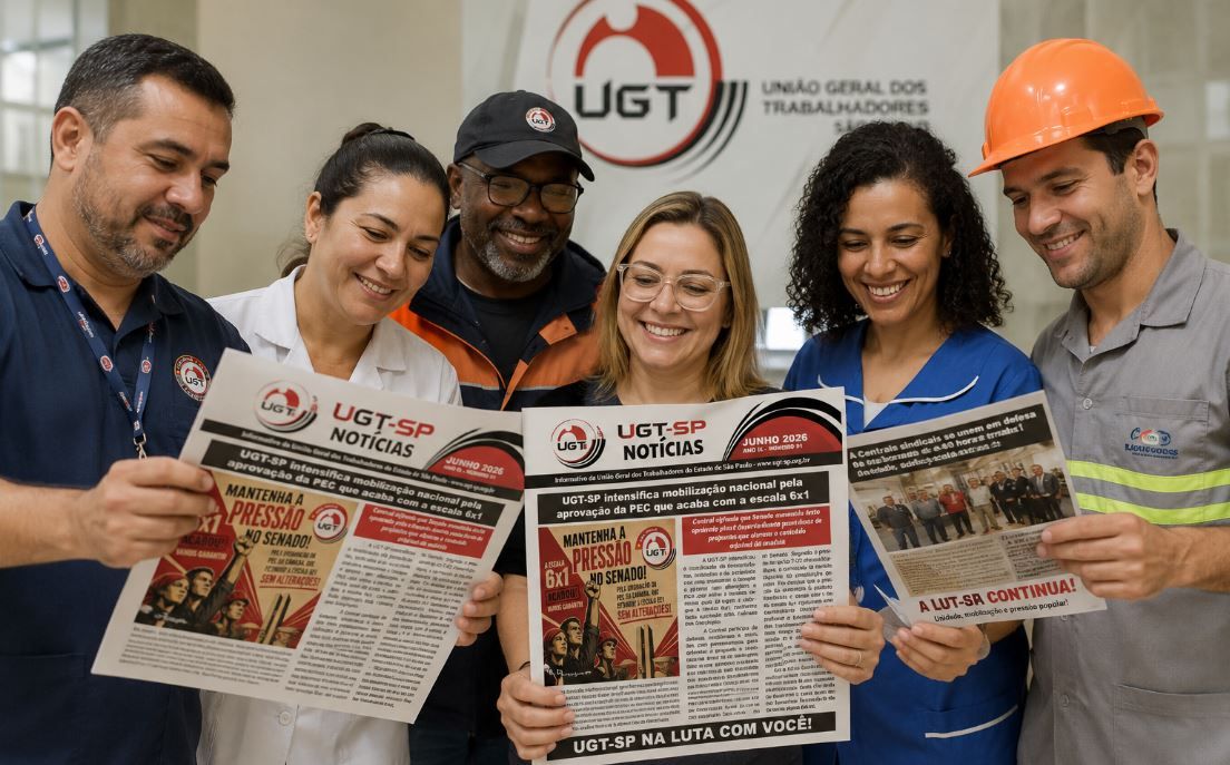 Informativo de junho da UGT-SP destaca mobilização nacional pelo fim da escala 6x1