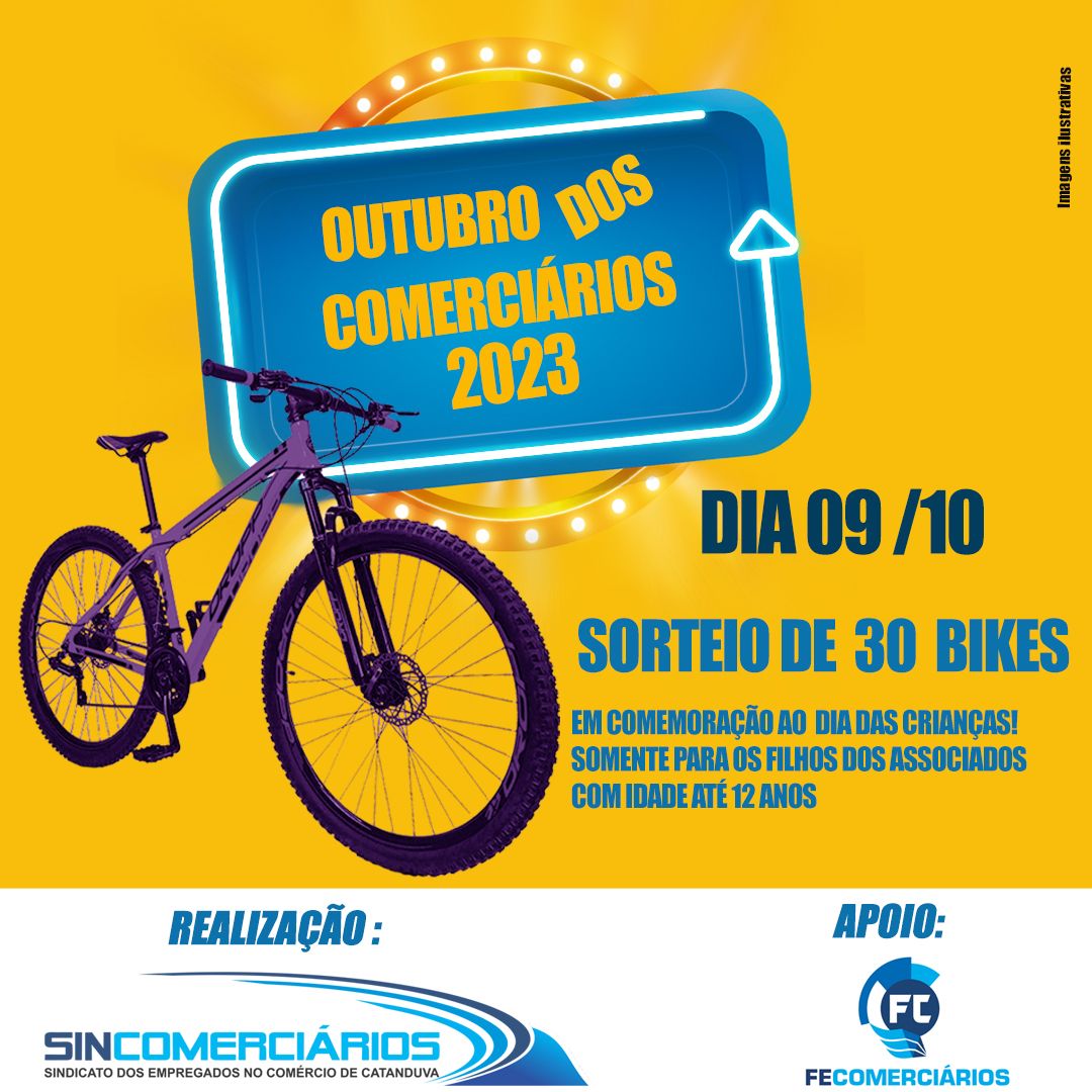Sincomerciários Catanduva fará o sorteio de 30 bicicletas nesta segunda (9)