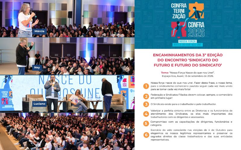 Base sindical comerciária multiplica encaminhamentos do encontro ‘Sindicato do Futuro e Futuro do Sindicato’