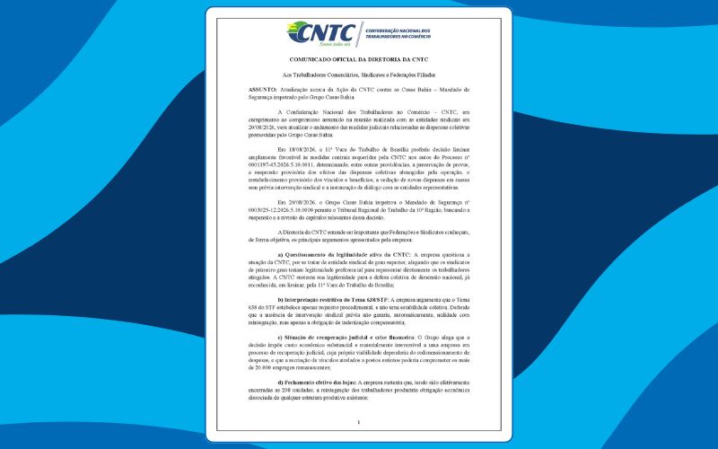 CNTC atualiza o andamento das medidas judiciais na crise das Casas Bahia