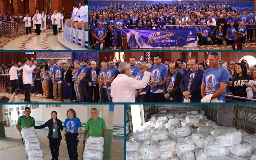 VIII Romaria dos Comerciários a Aparecida arrecada 739 cestas básicas para doação
