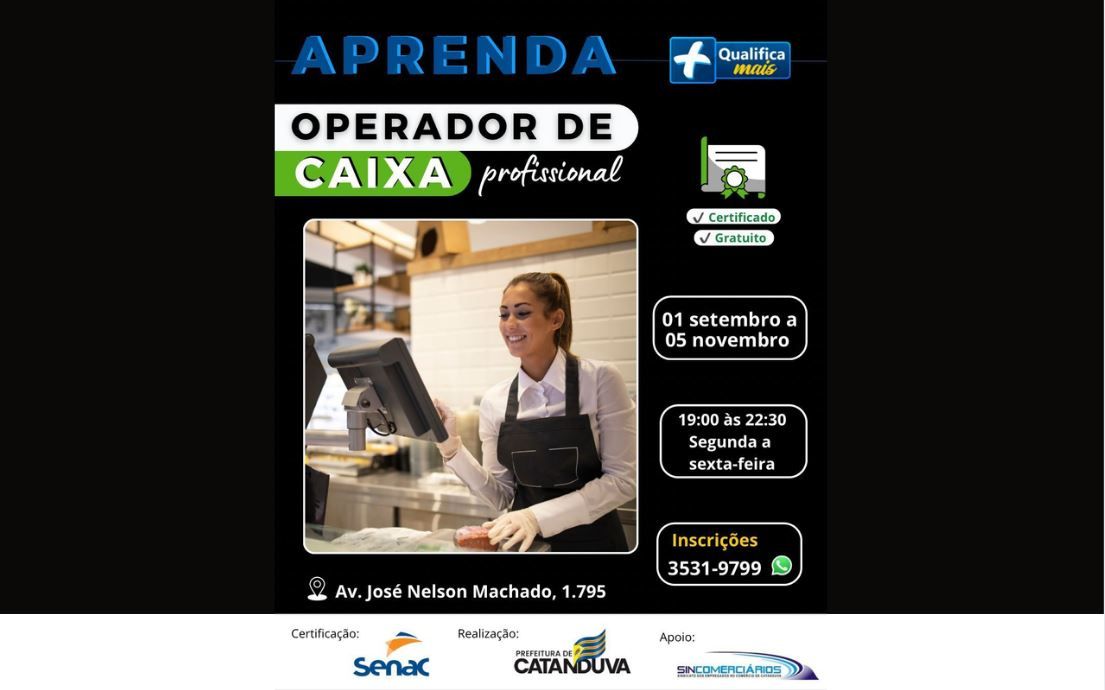 Apoio do Sincomerciários resulta no curso Operador de Caixa Profissional em Catanduva