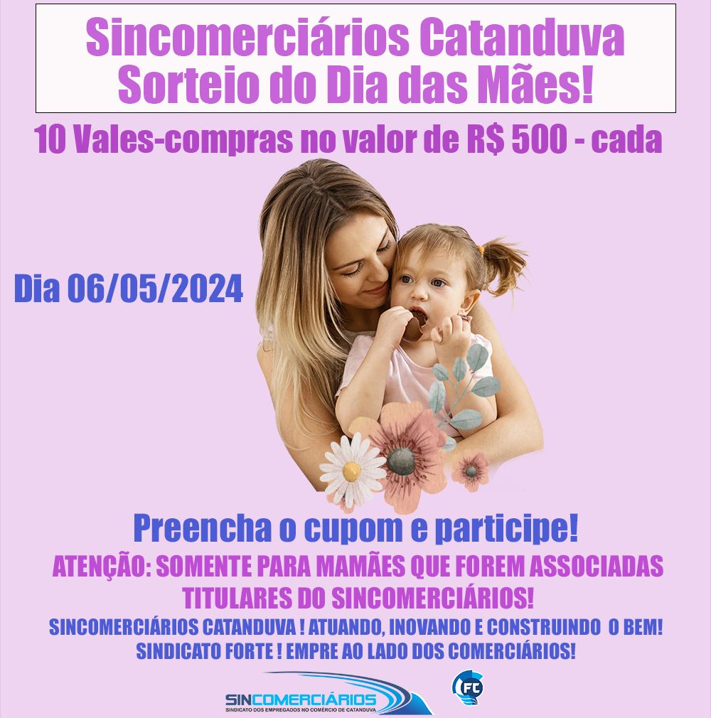 Sincomerciários Catanduva realiza sorteio para as mães comerciárias