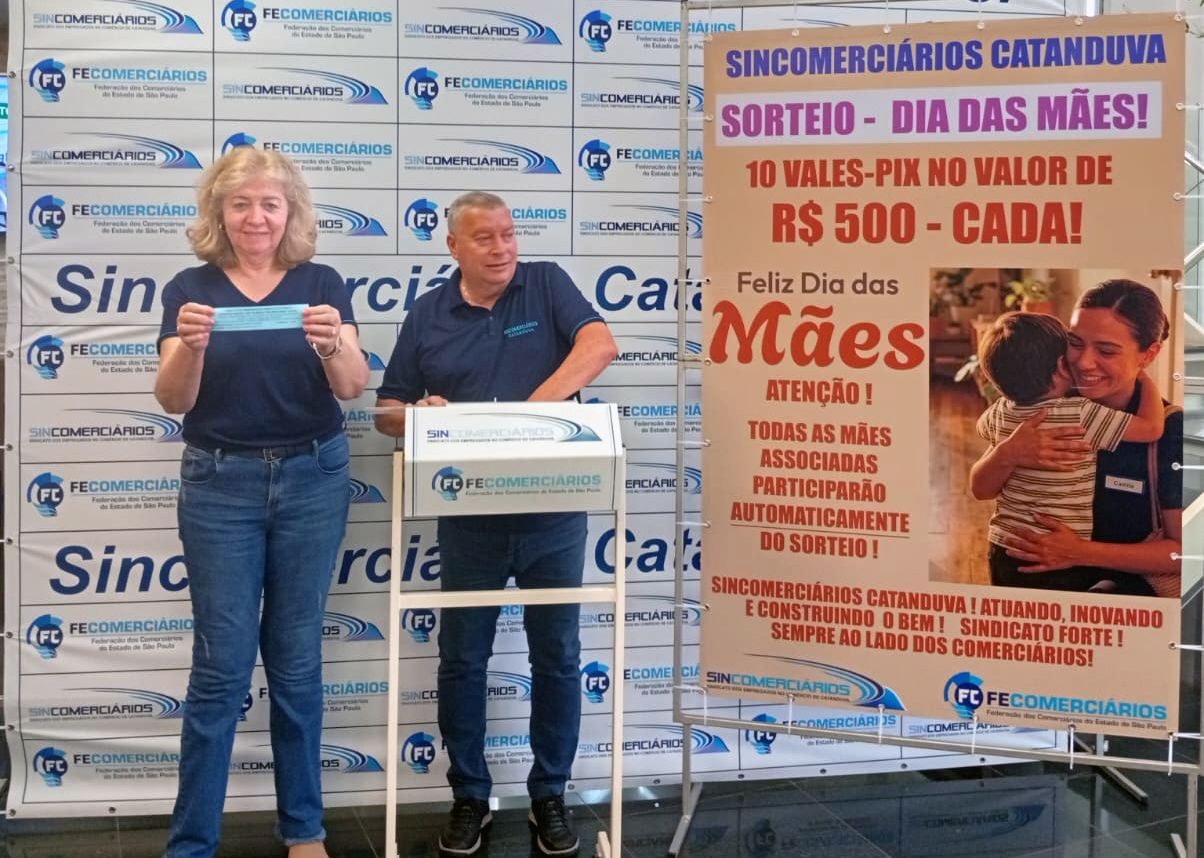 Sincomerciários de Catanduva sorteou 10 vales-pix em comemoração ao Dia das Mães
